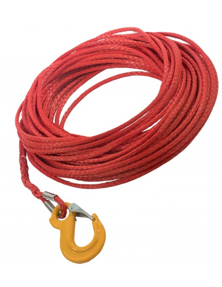Corde synthétique pour treuil diam. 6mm long.15m avec crochet