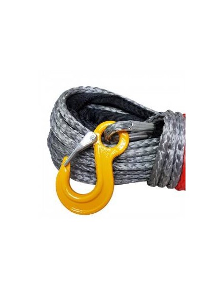 Corde synthétique diam. 10mm x 28m grise avec crochet