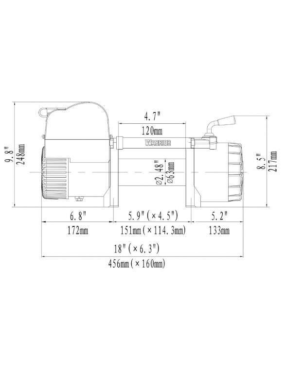 Treuil Electrique Warrior Samurai V2 4309kg 12v corde Synthetique 14m