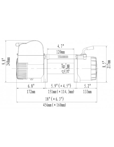 Treuil Electrique Warrior Samurai V2 4309kg 12v corde Synthetique 14m Treuil Electrique Warrior Samurai V2 4309kg 12v corde Synthetique 14m