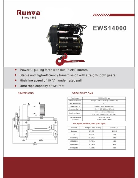 Treuil Electrique Runva Bi moteur 6500kg