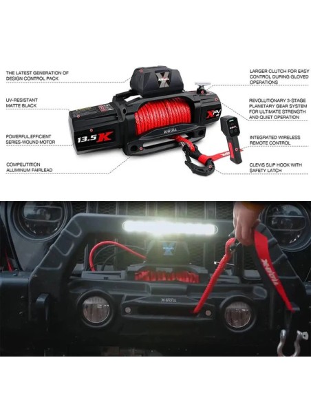 Treuil electrique X-BULL 6134Kg 12v IP67 corde