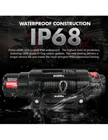 Treuil électrique X-BULL 2722 kg 12V  corde  synthétique