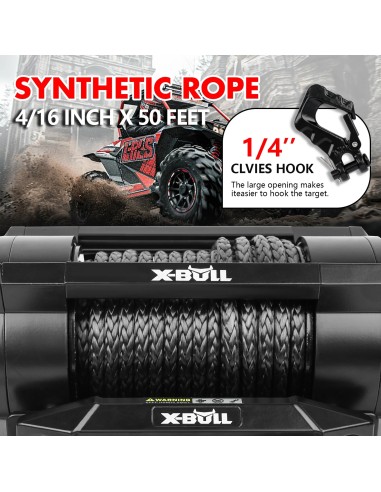 Treuil électrique X-BULL 2722 kg 12V  corde  synthétique