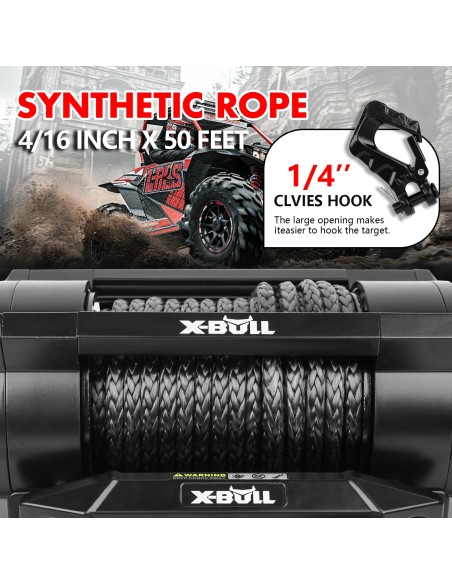 Treuil électrique X-BULL 2722 kg 12V  corde  synthétique