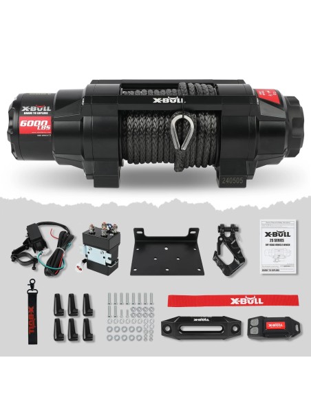 Treuil électrique X-BULL 2722 kg 12V  corde  synthétique