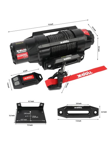 Treuil électrique X-BULL 2722 kg 12V  corde  synthétique