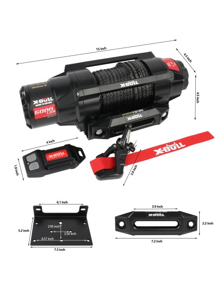 Treuil électrique X-BULL 2722 kg 12V  corde  synthétique