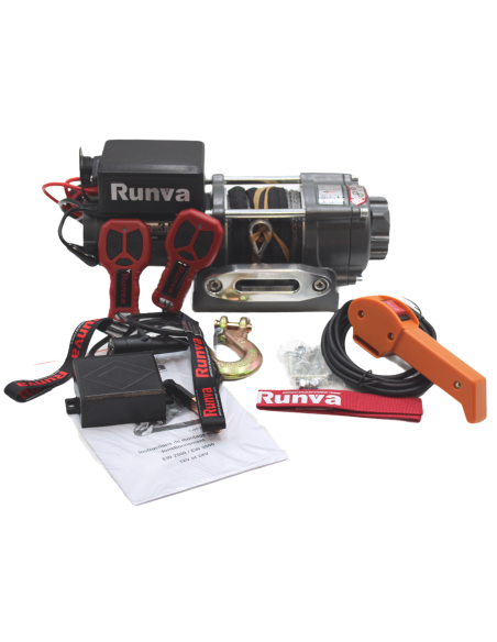 Treuil Electrique Runva 1134 kg 24v corde synthetique rouge