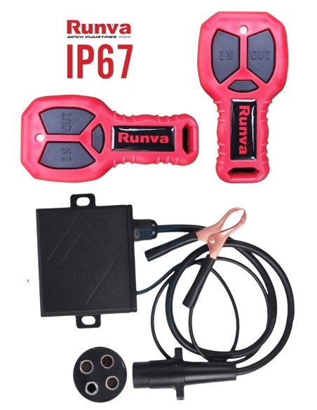 Treuil Electrique Runva 1134 kg 24v corde synthetique rouge