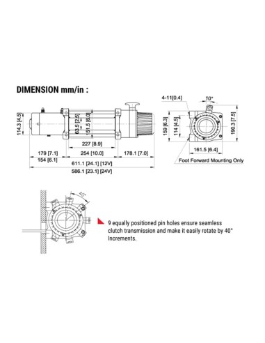 Treuil électrique COMEUP DV-12 lite 5443 kg 24v Câble Acier