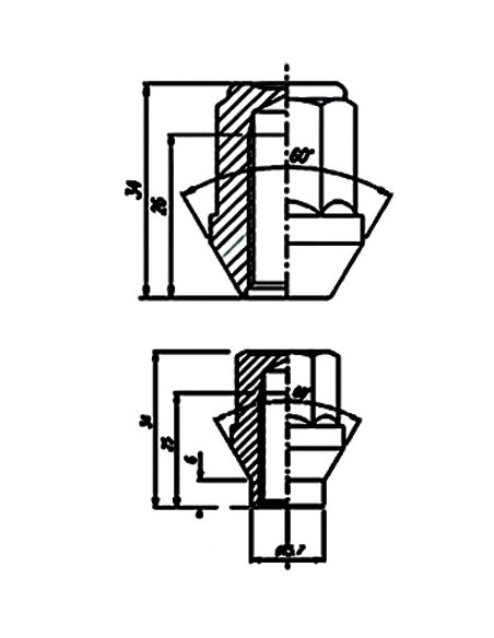 ECROU cone 60deg CHROME 1/2