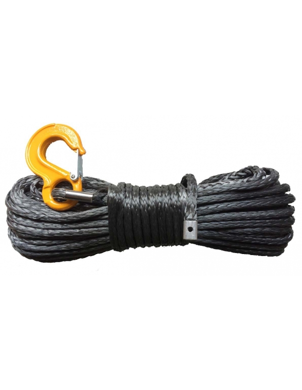 Corde synthétique pour treuil diam. 8mm long.30m avec crochet