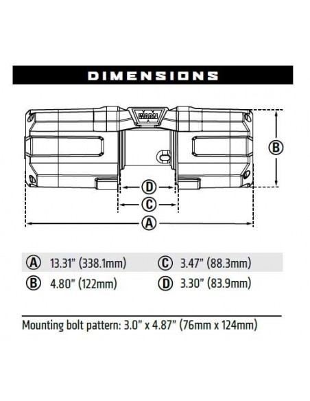 Treuil Warn AXON 35-S  1588kg 12v corde synthétique 