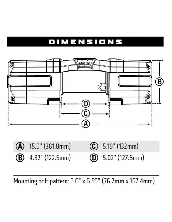 Treuil Warn AXON 55-S 2495KG 12v corde synthétique