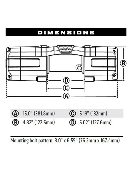 Treuil Warn AXON 55-S 2495KG 12v corde synthétique Treuil Warn AXON 55-S 2495KG 12v corde synthétique
