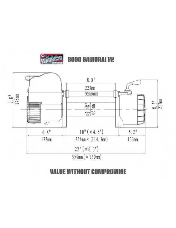 Treuil Electrique Warrior Samurai V2 3629kg 12v corde synthétique