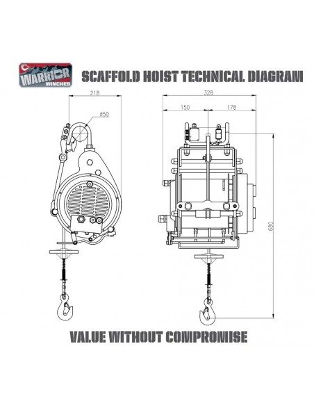 Palan 230v Warrior 400 kg /800KG de levage
