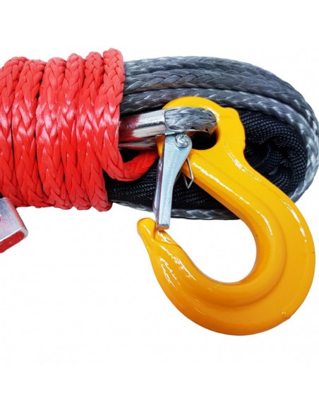 Corde synthétique grise pour treuil diam. 6mm x 15m + crochet