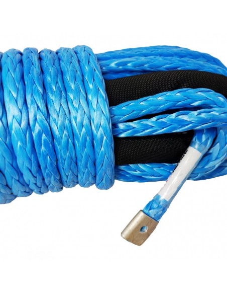 Corde synthétique diam. 10mm x 28m bleu avec crochet