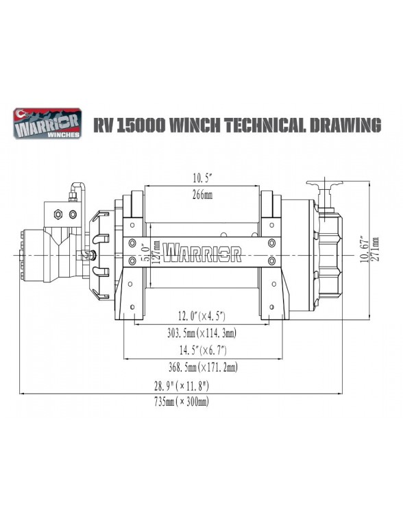 Treuil Hydraulique Industriel Warrior 6804kg 
