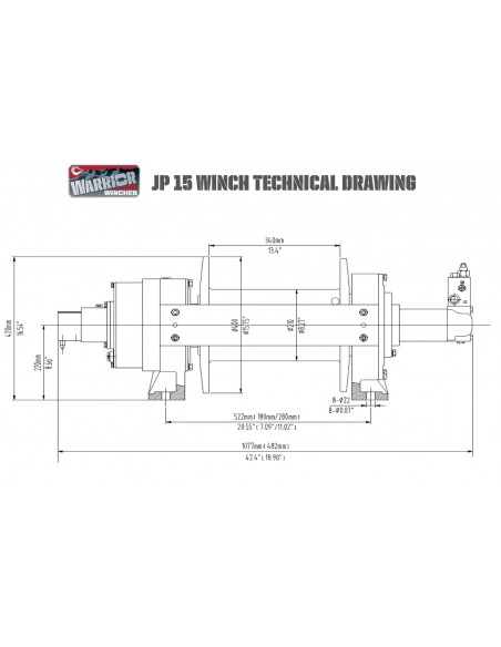 Treuil Hydraulique Industriel Warrior JP15 15000kg 